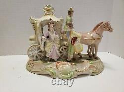 Vintage Porcelain Horse Drawn Carriage Made In Japan