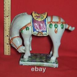 Vintage Porcelain Horse Figurine Signed Chinese Statues