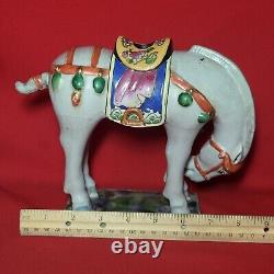 Vintage Porcelain Horse Figurine Signed Chinese Statues