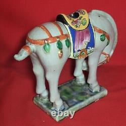 Vintage Porcelain Horse Figurine Signed Chinese Statues