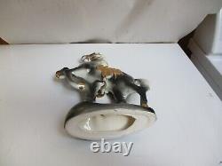 Vintage Porcelain Horse Rearing Figurine Bucking 12 Gold Saddle Trim Glorious