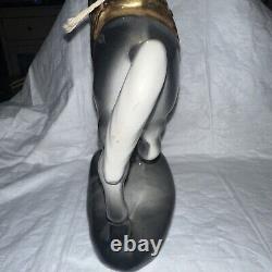 Vintage Porcelain Horse Rearing Figurine Bucking 12 Gold Saddle Trim Glorious