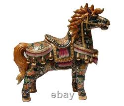 Vintage Porcelain Royal Satsuma Moriage Style Horse Statue Gold Leaf
