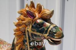 Vintage Porcelain Royal Satsuma Moriage Style Horse Statue Gold Leaf