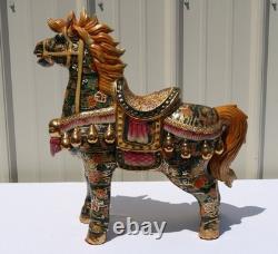 Vintage Porcelain Royal Satsuma Moriage Style Horse Statue Gold Leaf