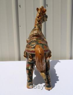 Vintage Porcelain Royal Satsuma Moriage Style Horse Statue Gold Leaf