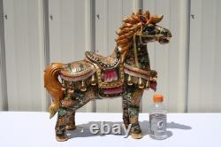 Vintage Porcelain Royal Satsuma Moriage Style Horse Statue Gold Leaf