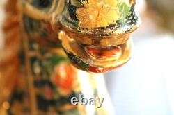 Vintage Porcelain Royal Satsuma Moriage Style Horse Statue Gold Leaf