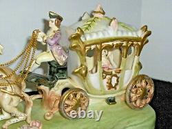 Vintage Porcelain Victorian Capodimonte Type Cinderella Horse Drawn Carriage