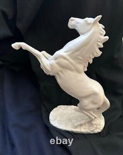 Vintage Porcelain White Stallion Horse Statue Flora Plateel 560 Gouda Holland