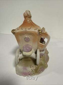Vintage Rococo Style Victorian Porcelain Horse Drawn Carriage Figurine Japan Art