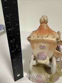 Vintage Rococo Style Victorian Porcelain Horse Drawn Carriage Figurine Japan Art