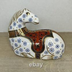 Vintage Royal Crown Derby Bone China Imari Horse Figurine Gold Stopper Mint