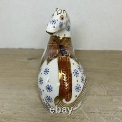 Vintage Royal Crown Derby Bone China Imari Horse Figurine Gold Stopper Mint