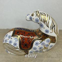 Vintage Royal Crown Derby Bone China Imari Horse Figurine Gold Stopper Mint