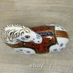 Vintage Royal Crown Derby Bone China Imari Horse Figurine Gold Stopper Mint