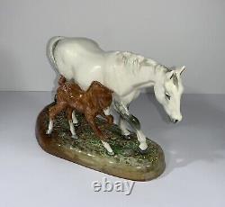 Vintage Royal Doulton Gude Grey Mare And Foal HN2532 Figurine Gorgeous Mint