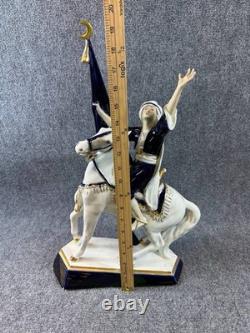 Vintage Royal Dux Bohemia Porcelain Figurine Arabian Rider Horse 19 Czech 2975
