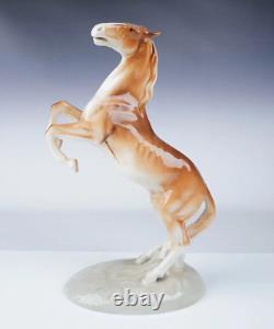 Vintage Royal Dux Glossy Porcelain Rearing Stallion Horse 12 Figurine