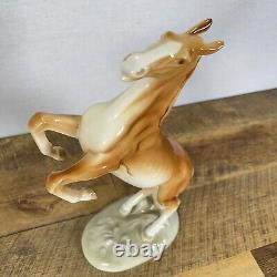 Vintage Royal Dux Glossy Porcelain Rearing Stallion Horse Figurine