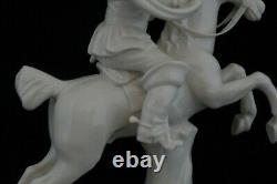 Vintage Royal Nymphenburg Blanc de Chine figurine horseman hunting horn horse