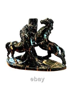 Vintage Sculpture Rearing Horses Porcelain Art
