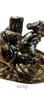 Vintage Sculpture Rearing Horses Porcelain Art