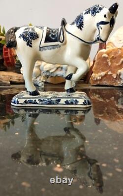 Vintage Signed Delft Blue Hand Painted Horse Figure Figurine Made in Holland