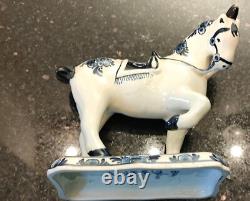 Vintage Signed Delft Blue Hand Painted Horse Figure Figurine Made in Holland