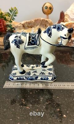 Vintage Signed Delft Blue Hand Painted Horse Figure Figurine Made in Holland
