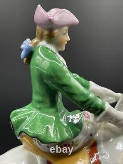 Vintage Sitzendorf Dresden Lady Horse Porcelain Figurine Germany