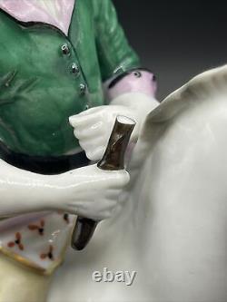 Vintage Sitzendorf Dresden Man Horse Figurine Porcelain Germany