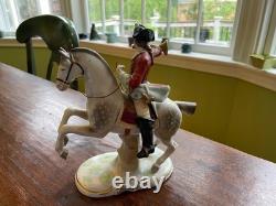 Vintage Sitzendorf porcelain French officer with horn on rearing horse