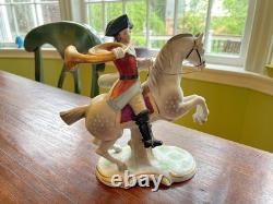 Vintage Sitzendorf porcelain French officer with horn on rearing horse