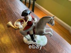 Vintage Sitzendorf porcelain French officer with horn on rearing horse