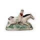 Vintage Staffordshire Equestrian Rider On White Stallion Statuette Hand Painted