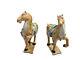 Vintage Tang Dynasty Horse Set Of 2 Sancai War Horses Glazed With Markings