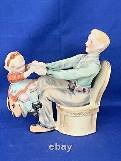 Vintage UNIQUE Shafford Figurine Daddy & Daughter Make Shift HORSE RIDE? Sj14m2