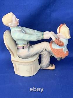 Vintage UNIQUE Shafford Figurine Daddy & Daughter Make Shift HORSE RIDE? Sj14m2