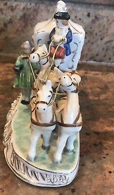 Vintage Victorian horse carriage porcelain figurine Japan 1970's hand painted