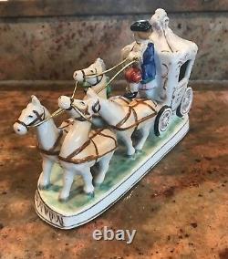 Vintage Victorian horse carriage porcelain figurine Japan 1970's hand painted