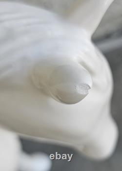 Vintage White Glazed Ceramic Stallion Horse Statue Figurine 17 Home Decor READ