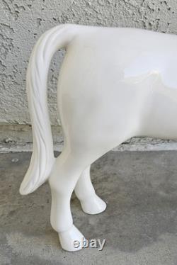 Vintage White Glazed Ceramic Stallion Horse Statue Figurine 17 Home Decor READ