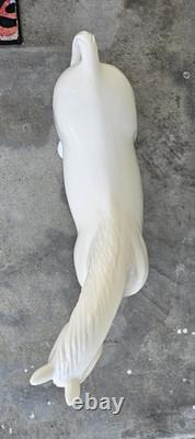 Vintage White Glazed Ceramic Stallion Horse Statue Figurine 17 Home Decor READ