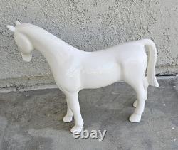 Vintage White Glazed Ceramic Stallion Horse Statue Figurine 17 Home Decor READ