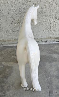 Vintage White Glazed Ceramic Stallion Horse Statue Figurine 17 Home Decor READ
