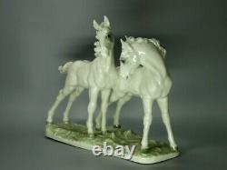 Vintage White Horses Porcelain Figurine Hutschenreuther Germany 1965 Art Decor