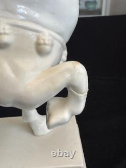 Vintage White Porcelain Tang Horse Figurines Matched Pair, MCM Hollywood Regency
