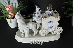 Vintage french porcelain bisque Coach princess statue figurine horses