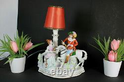 Vintage german marked table lamp porcelain horse figurine statue